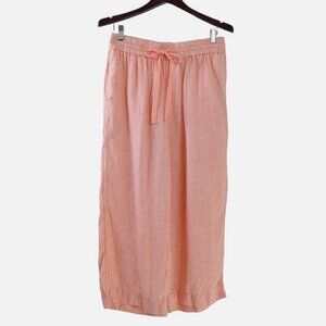 J Crew Size M Linen Woven Wide Leg Seaside Pant Cropped Ankle Coral Orange